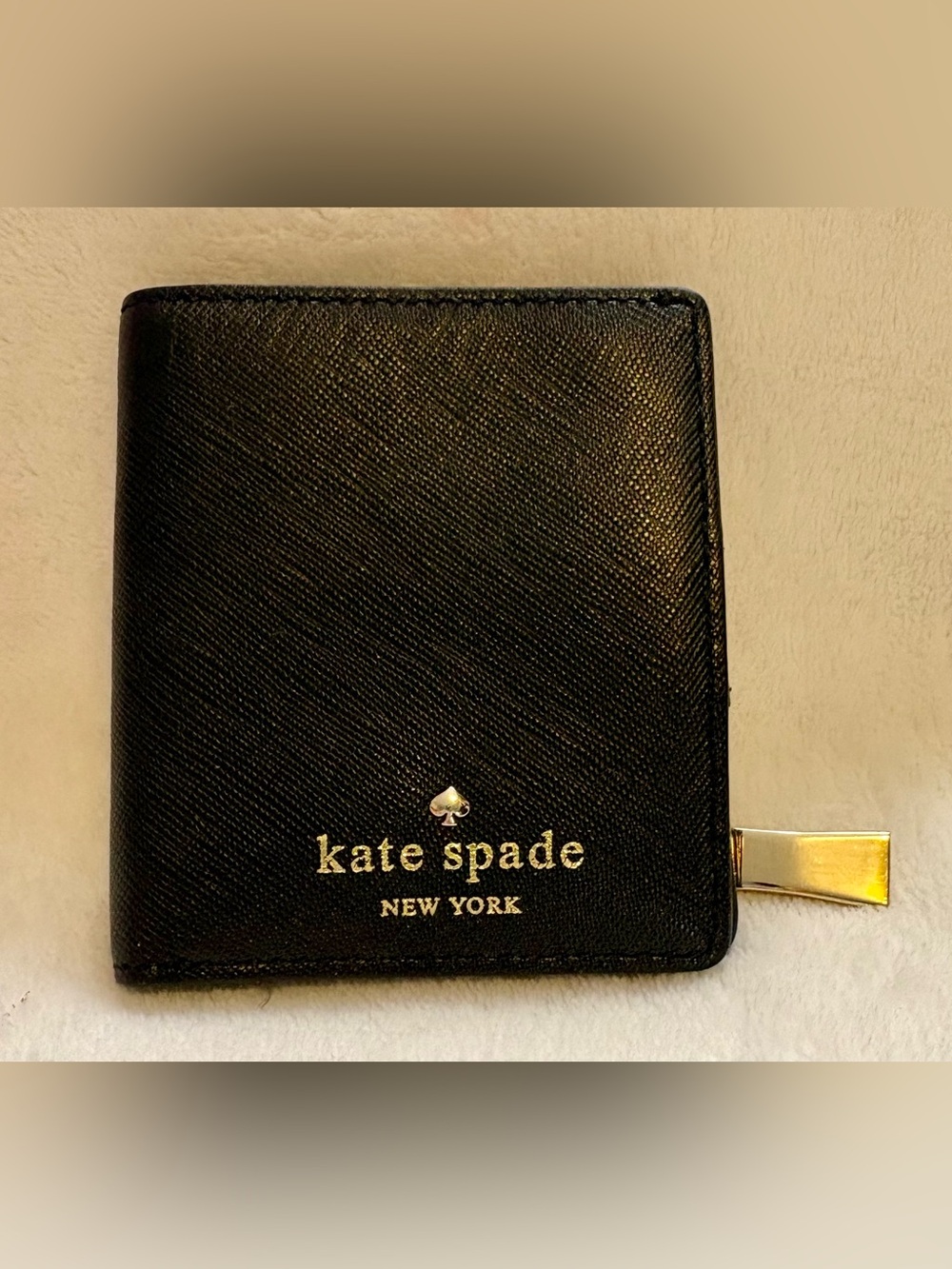 Kate Spade Small Staci Black Leather Wallet with Gold Hardware